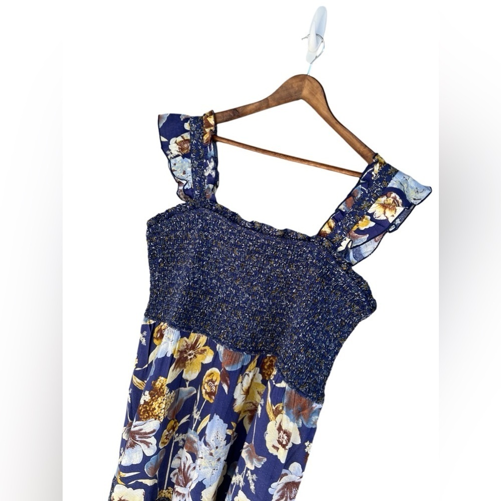 NWOT Maurices Women’s Blue Floral Smocked Midi Dress - Picture 5 of 14